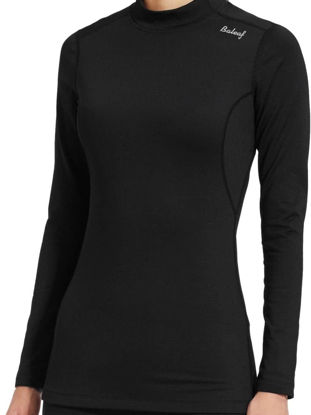Baleaf Black Long-Sleeve Mock Neck Thermal Top